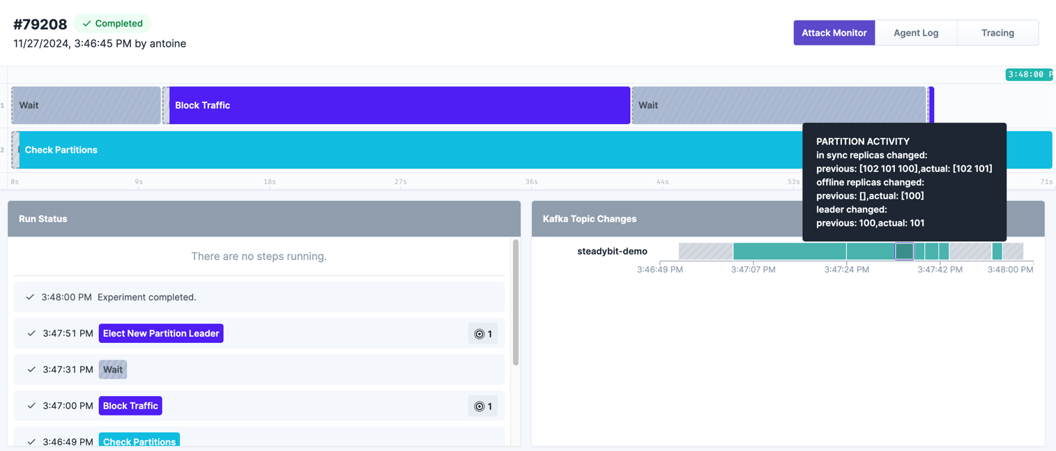 The action "Check Partitions" within the experiment editor.