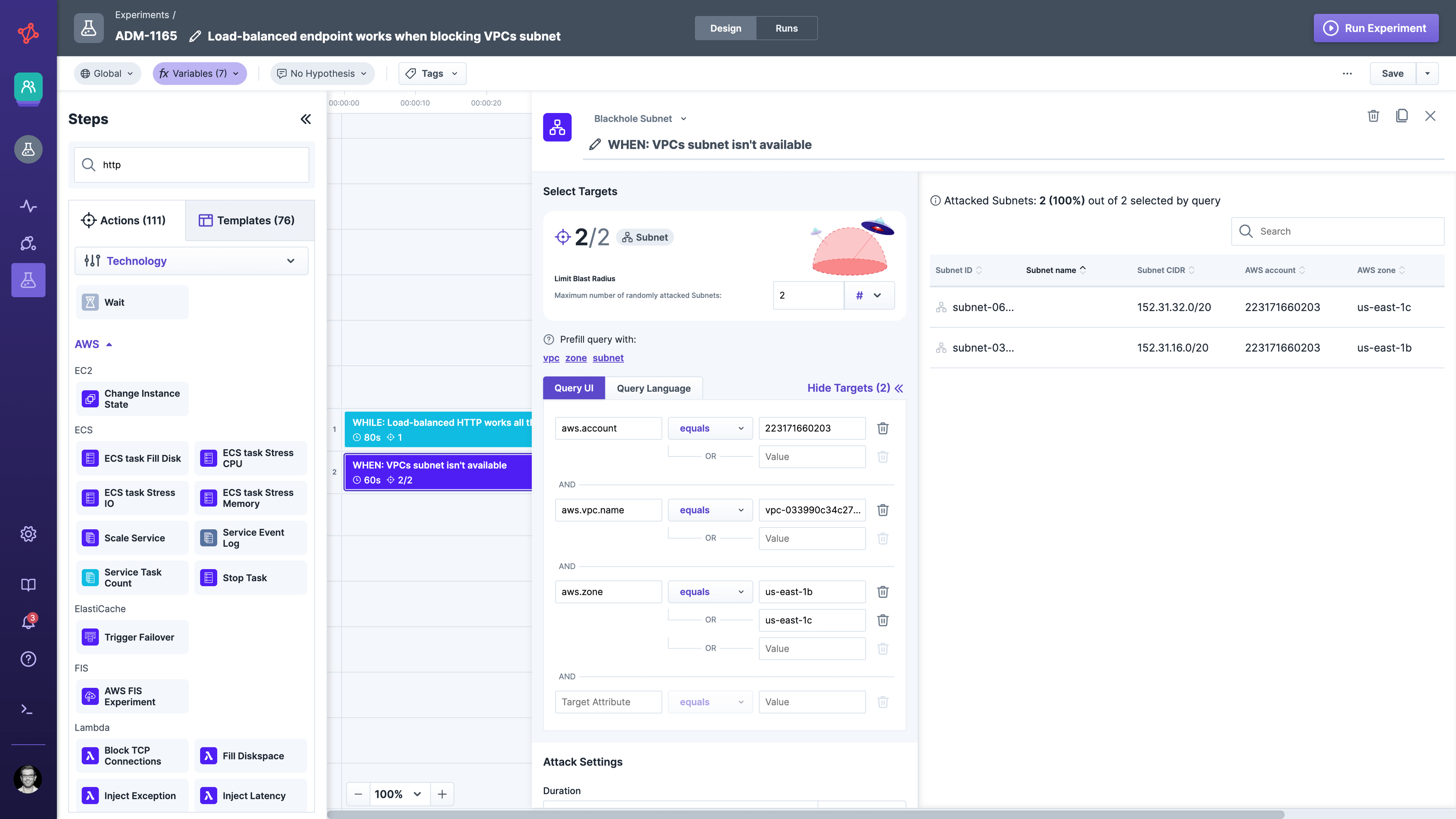 Blackhole for a VPC subnet and availability zone