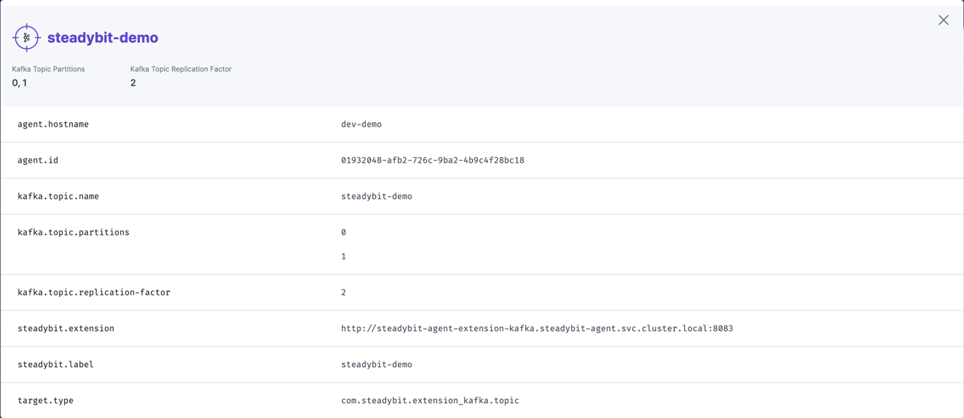 Identified information about a Kafka topic that can later be used within experiments.