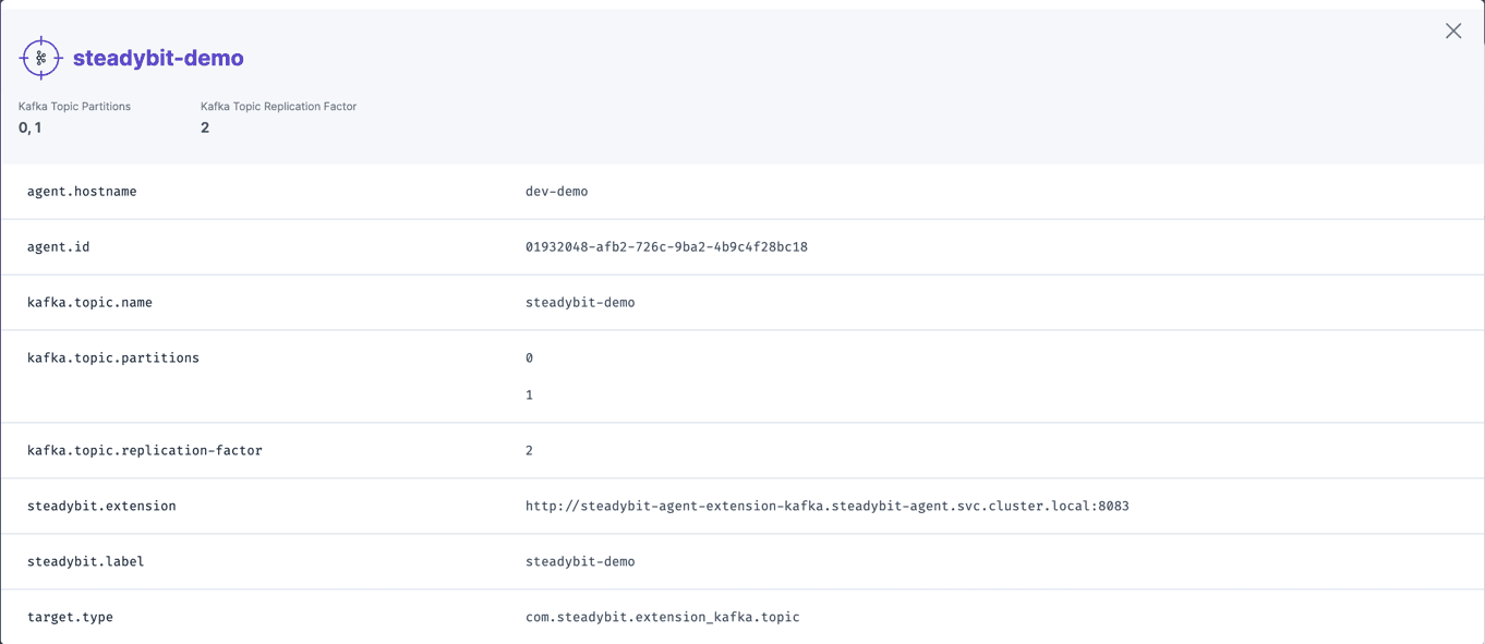 Identified information about a Kafka topic that can later be used within experiments.
