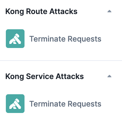 The experiment editor's sidebar showing the request termination attack.